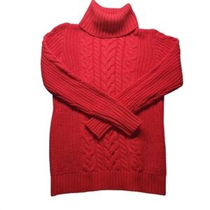 Vintage‎ 90s Gap Sweater Mens Med Tall Cable Knit Turtleneck Chunky Red